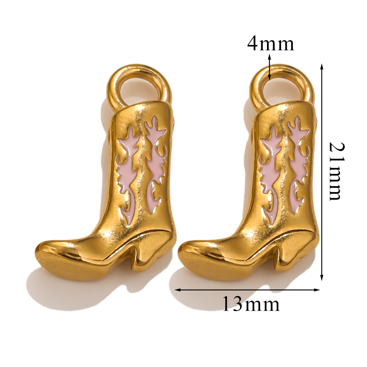 Pink / 1 Piece Simple Retro Style Boot Shape Stainless Steel  Gold Color Women's Pendant Picture15